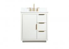 Elegant VF19430WH-BS - 30 Inch Single Bathroom Vanity in White with Backsplash