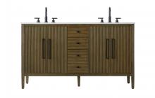 Elegant VF29660DHO - 60 inch Double Bathroom Vanity in Hazel Oak