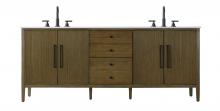 Elegant VF29684DHO - 84 inch Double Bathroom Vanity in Hazel Oak