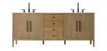 Elegant VF29684DLO - 84 inch Double Bathroom Vanity in Linen Oak