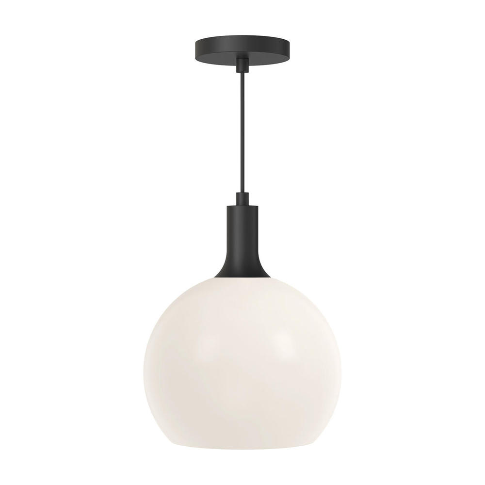 Castilla 10-in Matte Black/Opal Matte Glass 1 Light Pendant