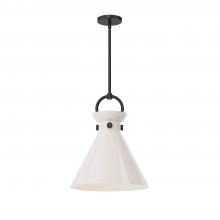 Alora Lighting PD412514MBGO - Emerson 14-in Matte Black/Glossy Opal Glass 1 Light Pendant