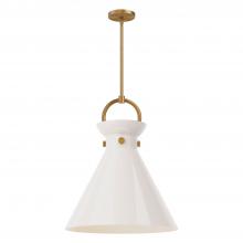 Alora Lighting PD412518AGGO - Emerson 18-in Aged Gold/Glossy Opal Glass 1 Light Pendant