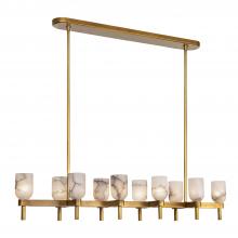 Alora Lighting LP338052VBAR - Lucian 52-in Vintage Brass/Alabaster 10 Lights Linear Pendant