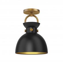 Alora Lighting SF411309AGMB - Waldo 9-in Aged Gold/Matte Black 1 Light Semi Flush Mount