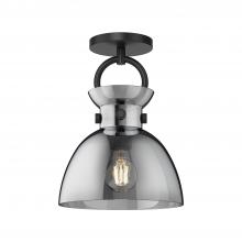 Alora Lighting SF411809MBSM - Waldo 9-in Matte Black/Smoked 1 Light Semi Flush Mount