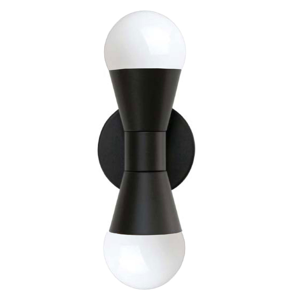 2 Light Incandescent Matte Black Wall Sconce