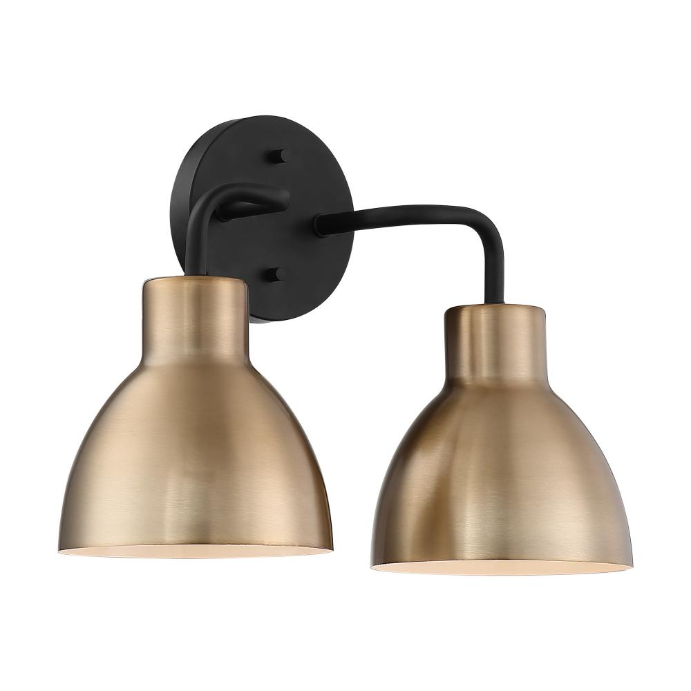 Sloan - 2 Light Vanity - Matte Black and Burnished Brass Finish