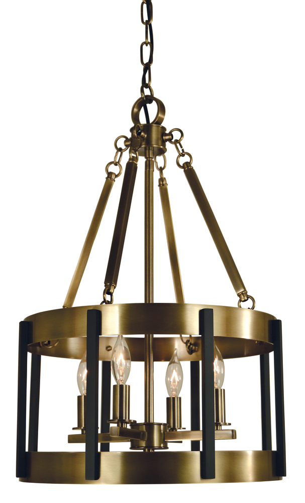 4-Light Satin Pewter/Polished Nickel Pantheon Pendant