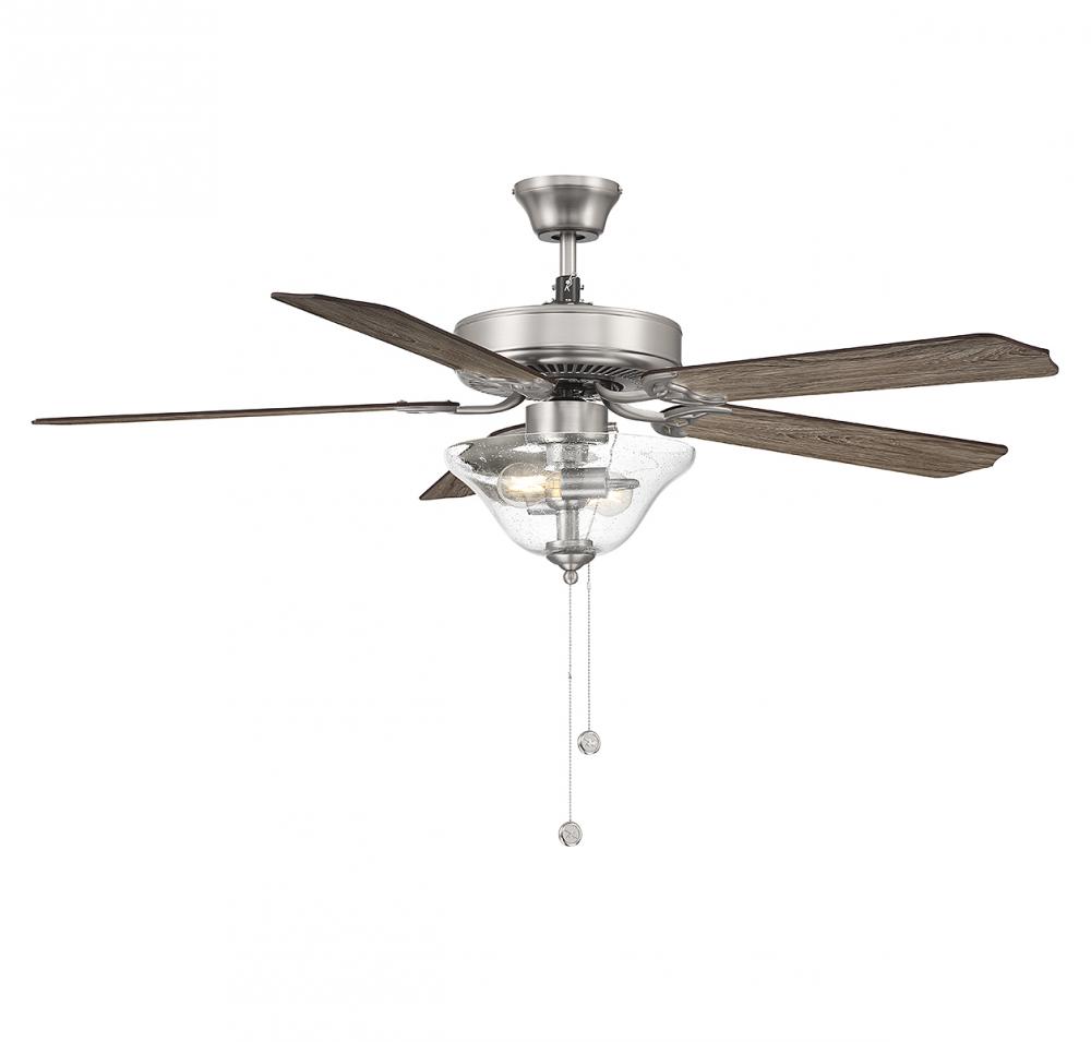 52" 2-Light Ceiling Fan in Brushed Nickel