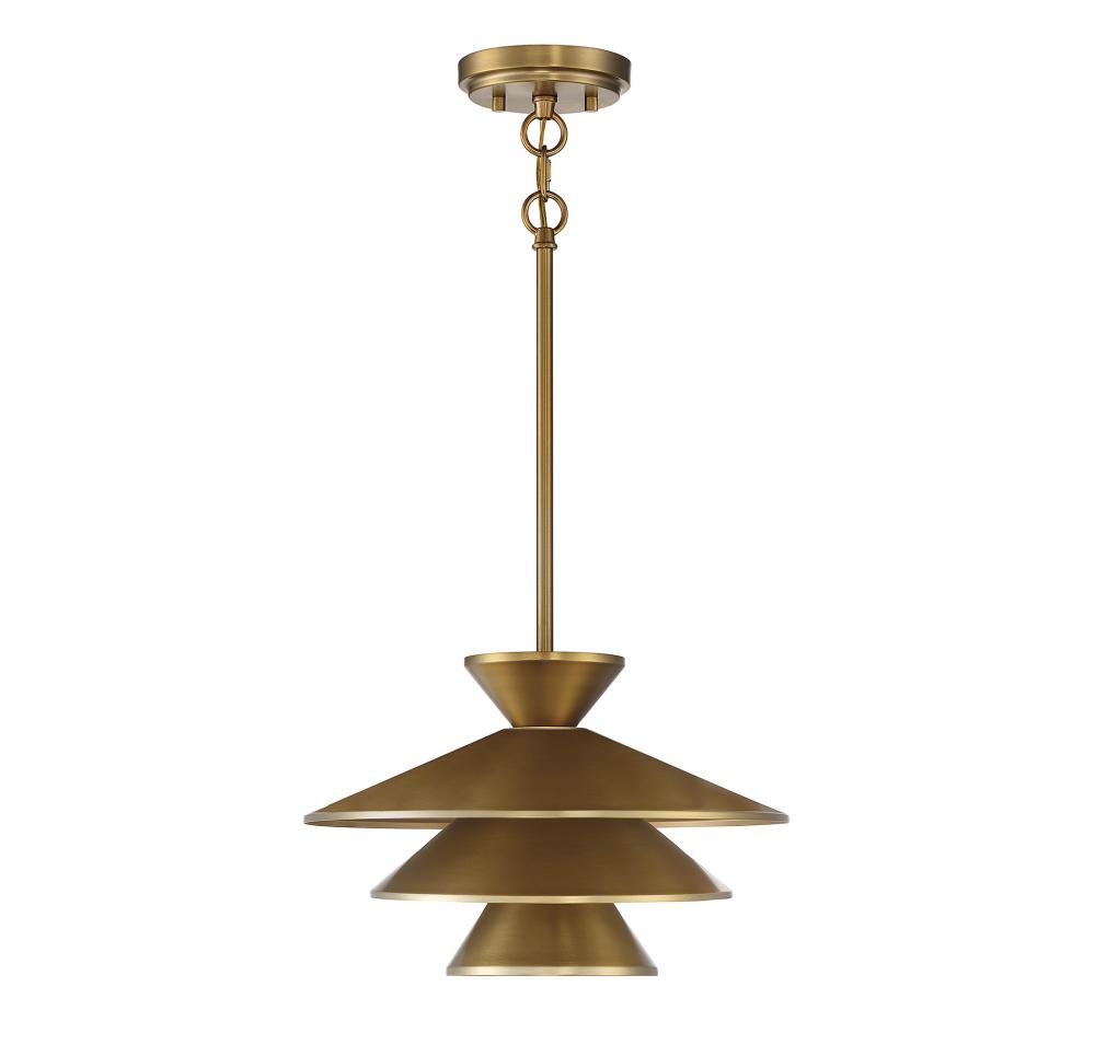 1-Light Pendant in Natural Brass