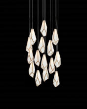 Currey 9000-1036 - Glace White 15-Light Round Multi-Drop Pendant